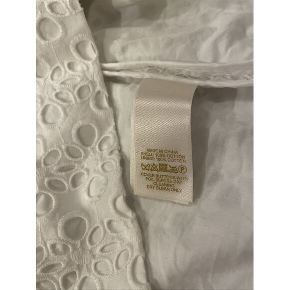 Kate Spade White Mini Dress 6 Small Eyelet Short Sleeve Shift $378 Bridal Cotton - Picture 7 of 10